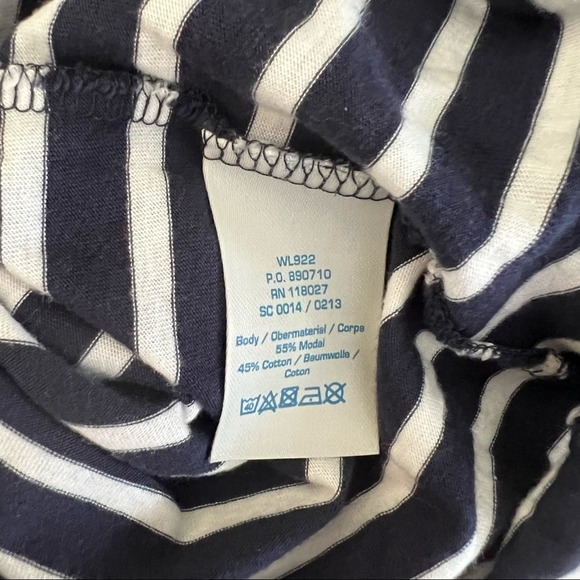 Boden Navy and White Striped 3/4 Sleeve Top Sz 10 - Picture 8 of 8